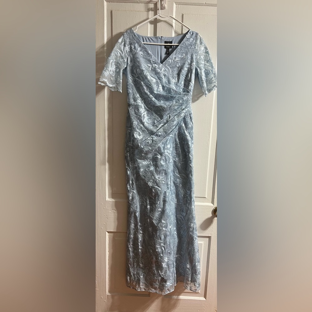 Adrianna Papell Blue Lace Evening Dress